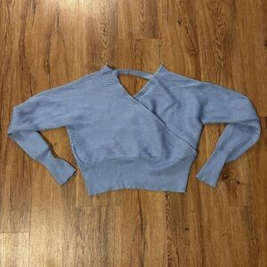 Blue Crossover Back Sweater